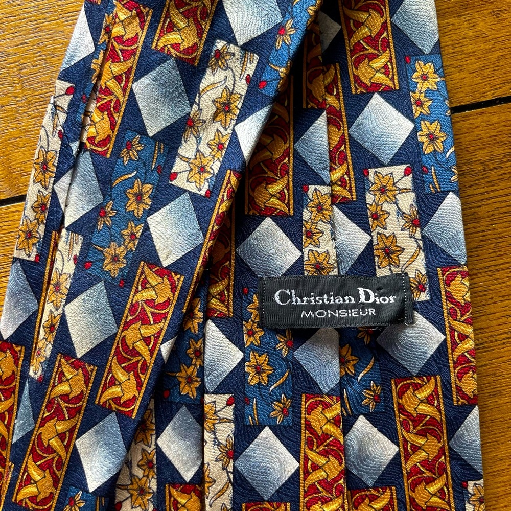 Christian Dior Rare Vintage Tie with ornaments-100% Silk, Made in 80s